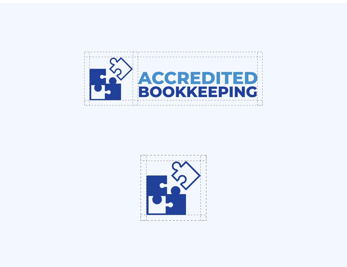 Clear space rules for the Accredited Bookkeeping logo and icon