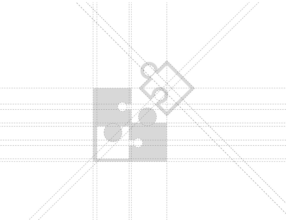 Grid and angle construction of the Accredited Bookkeeping puzzle icon
