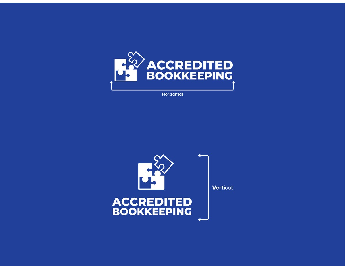 Horizontal and vertical lockup spacing for the Accredited Bookkeeping logo