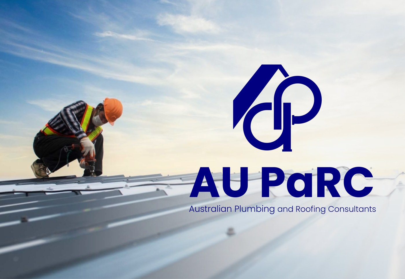 AU PaRC logo over a job-site rooftop photo