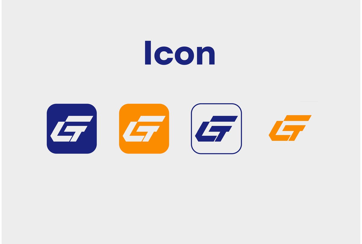 Lala G Traders icon variations in navy, orange, outline, and flat styles