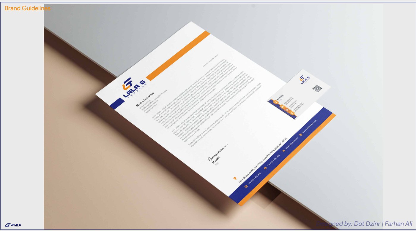 Lala G Traders letterhead applied mockup