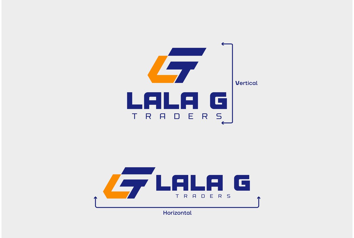 Vertical and horizontal lockup spacing for the Lala G Traders logo