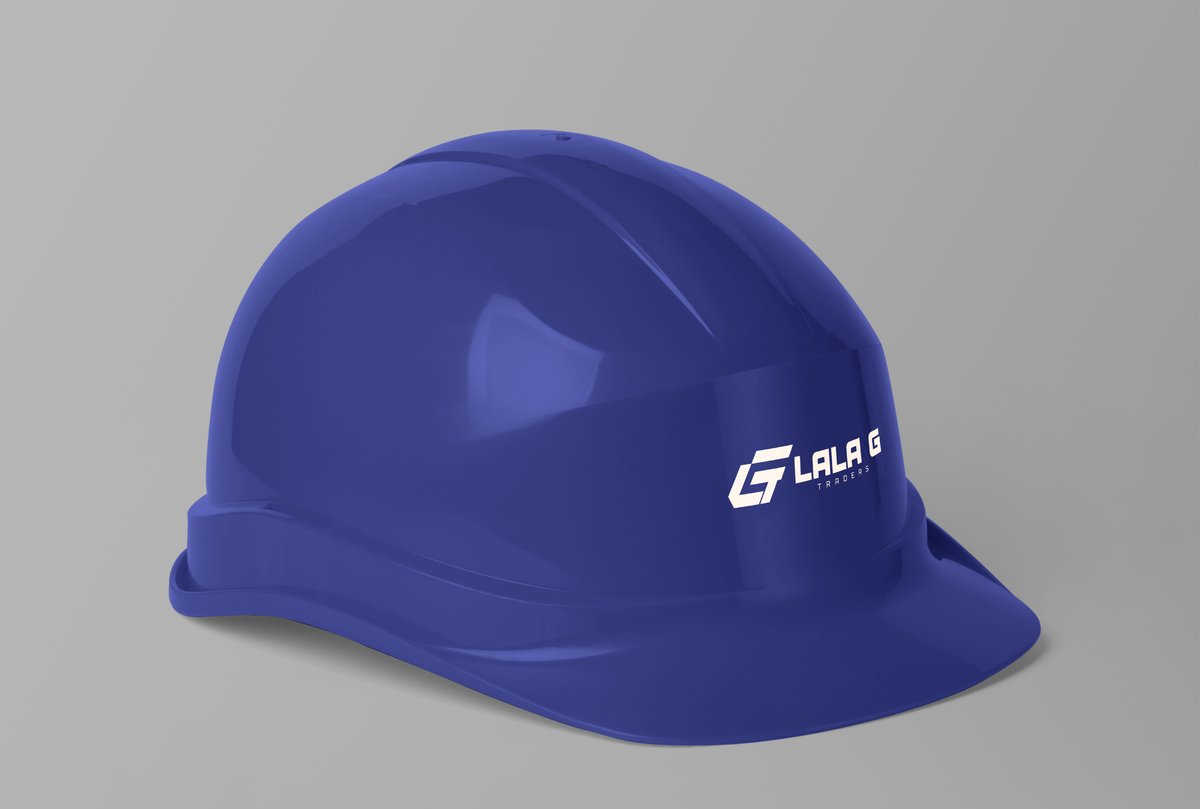 Lala G Traders logo on a branded safety helmet