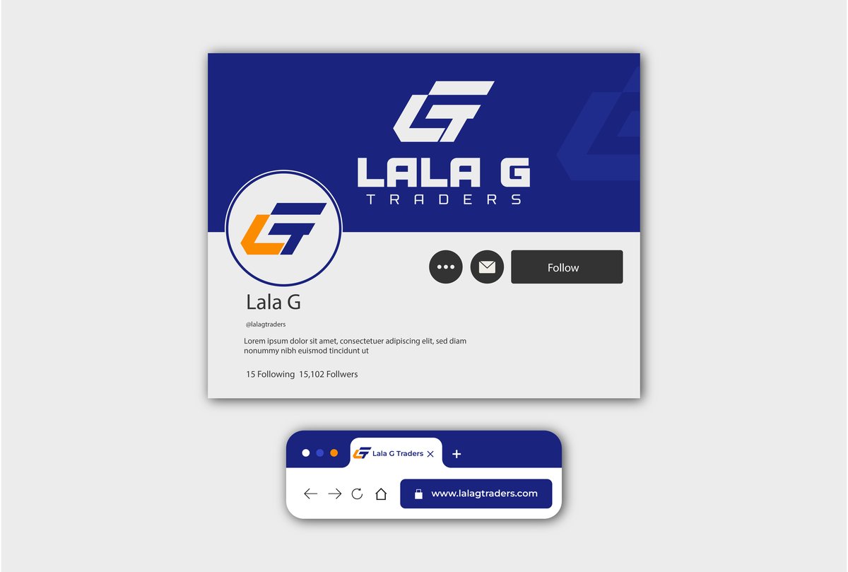 Lala G Traders social media profile and browser tab mockup