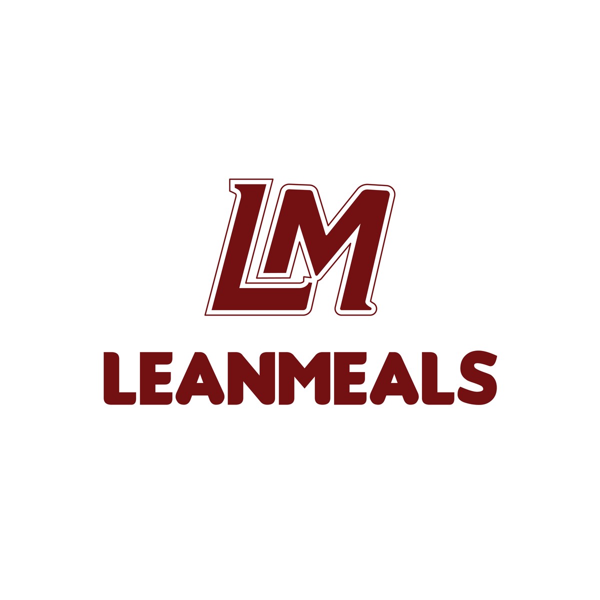 LeanMeals logo in deep maroon
