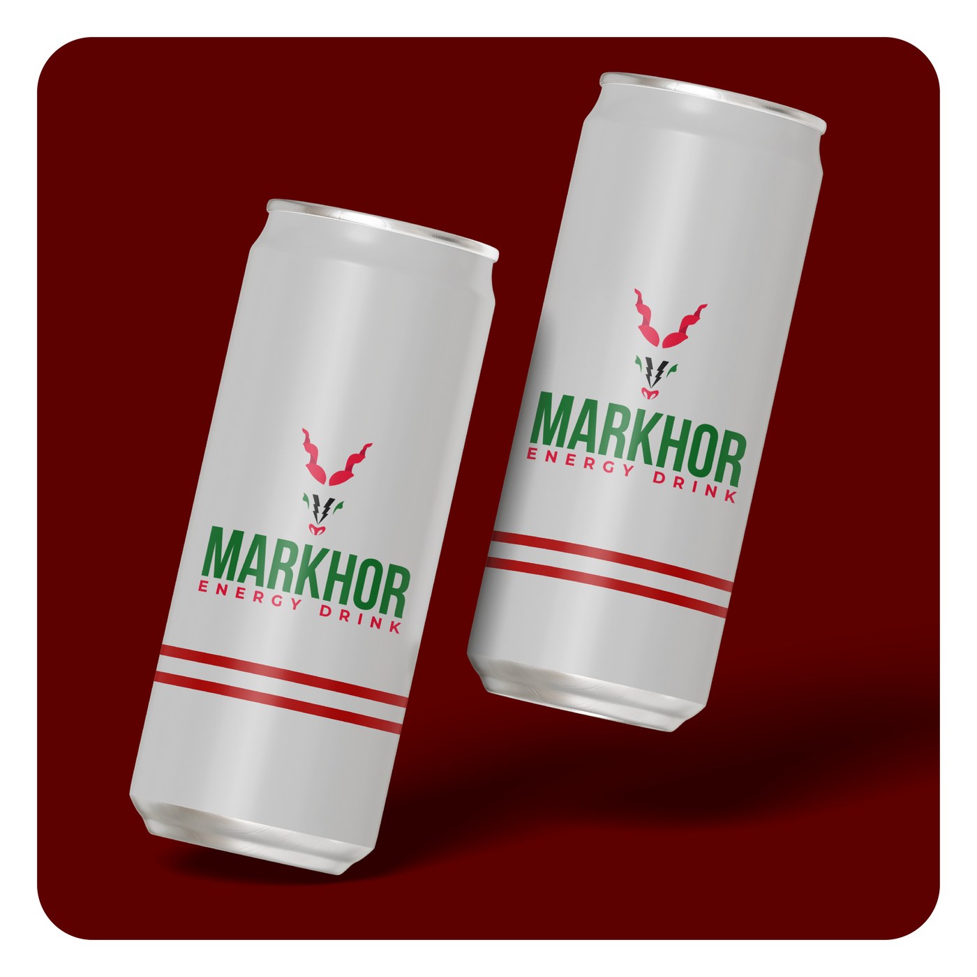 Markhor Energy Drink logo applied to can packaging