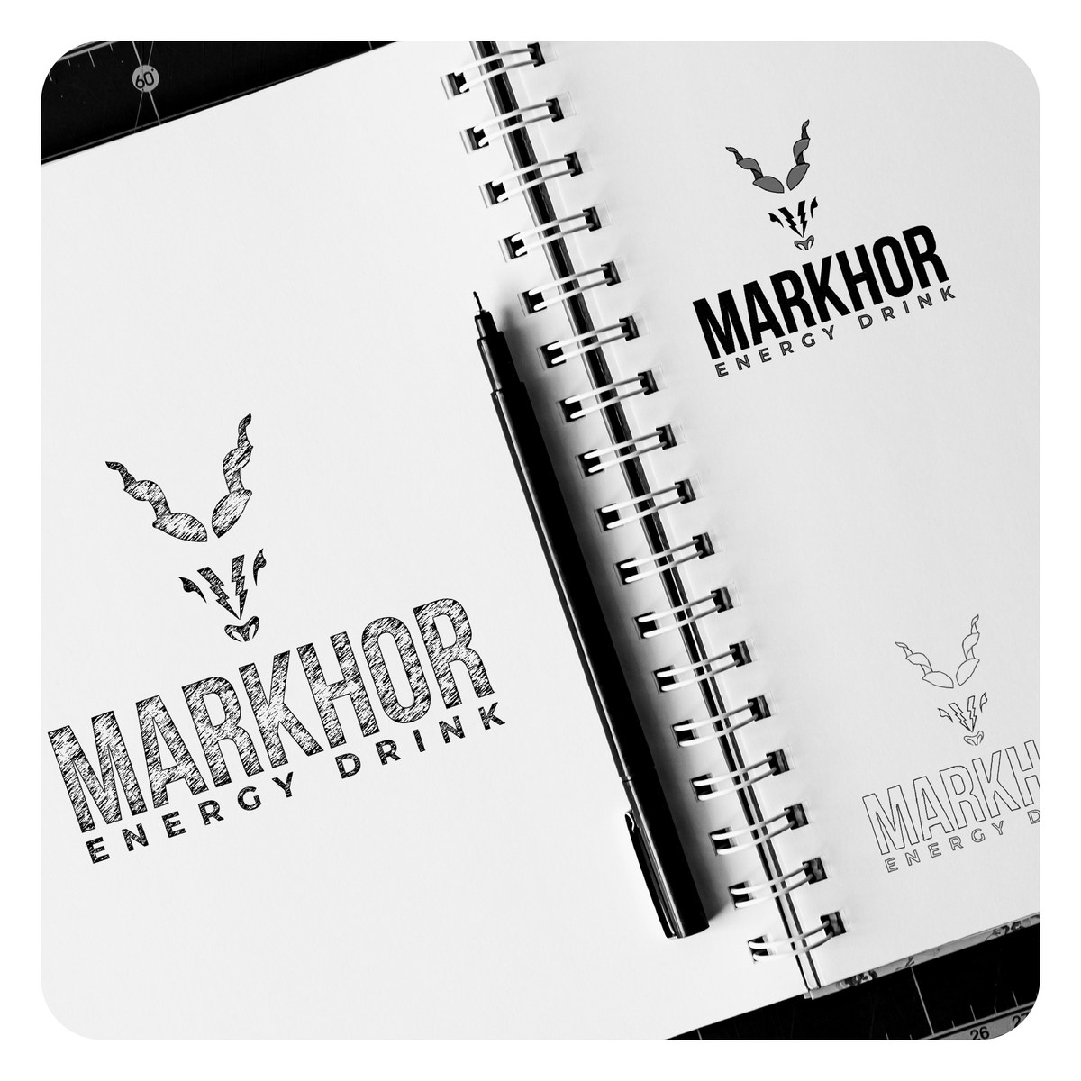 Markhor Energy Drink branded notebook mockup