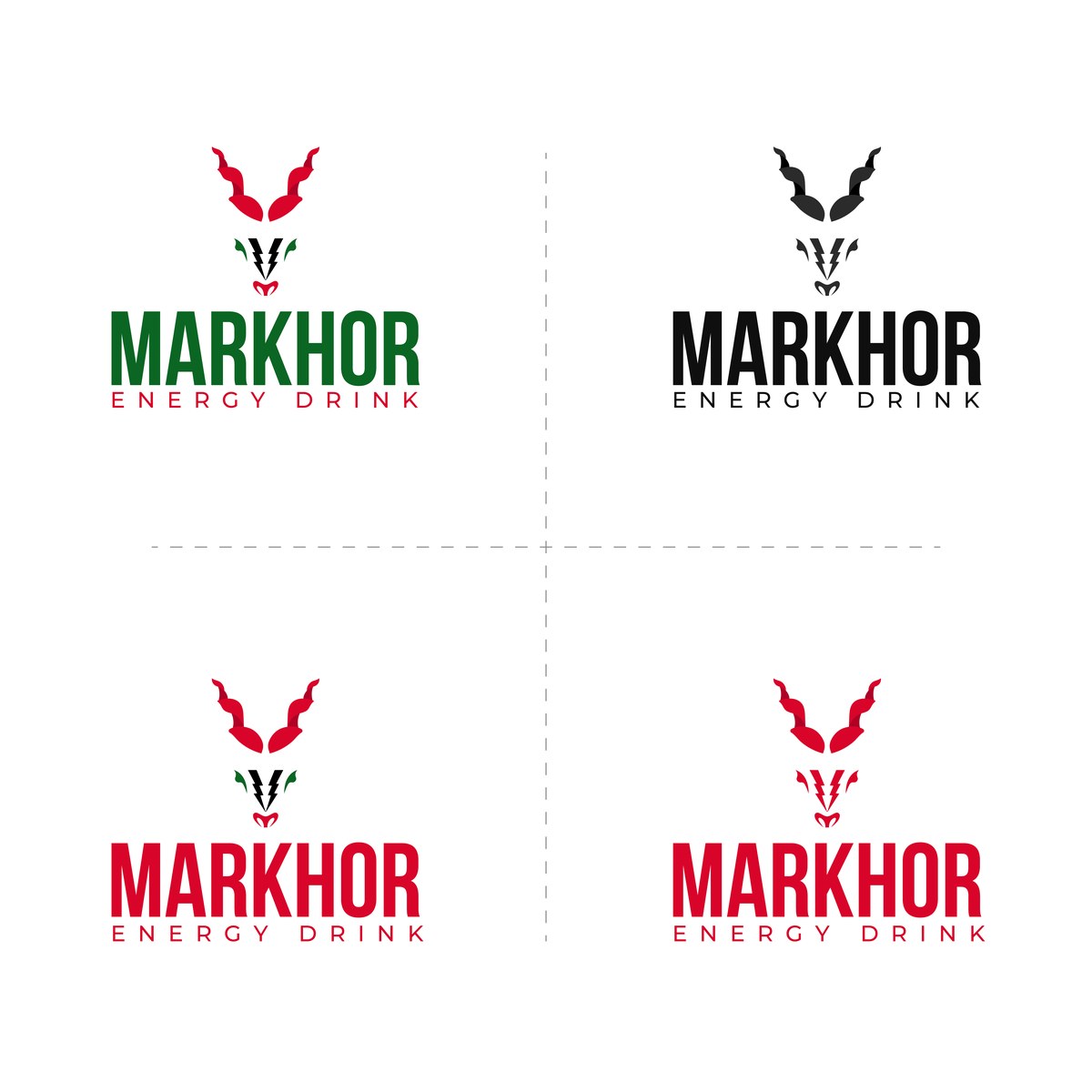 Markhor Energy Drink logo color and background variations