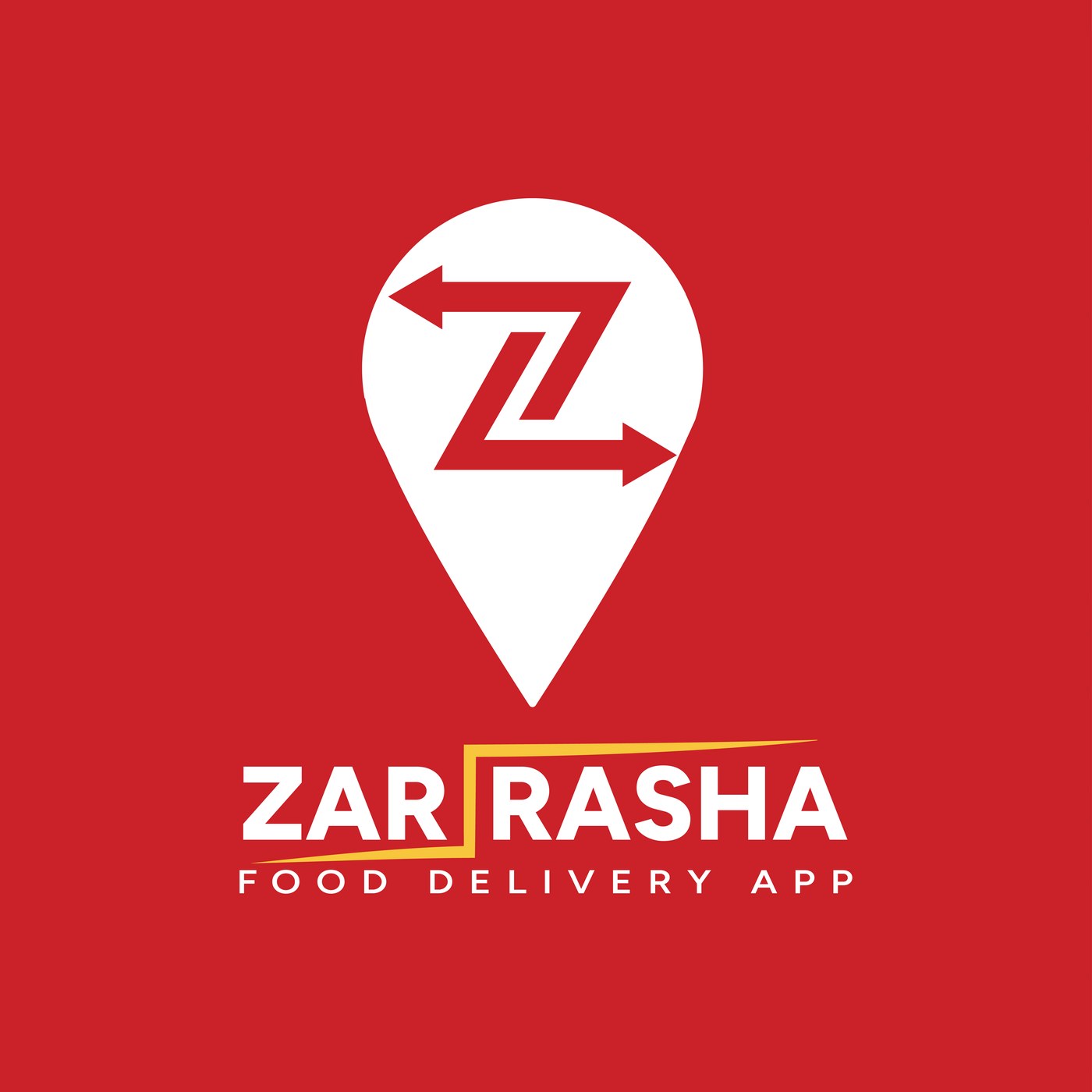 Zar Rasha logo lockup on red background