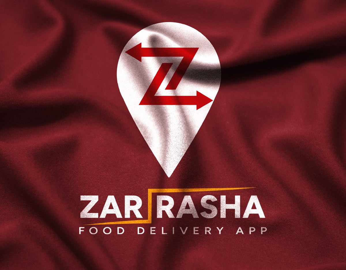 Zar Rasha logo on fabric material, alternate view