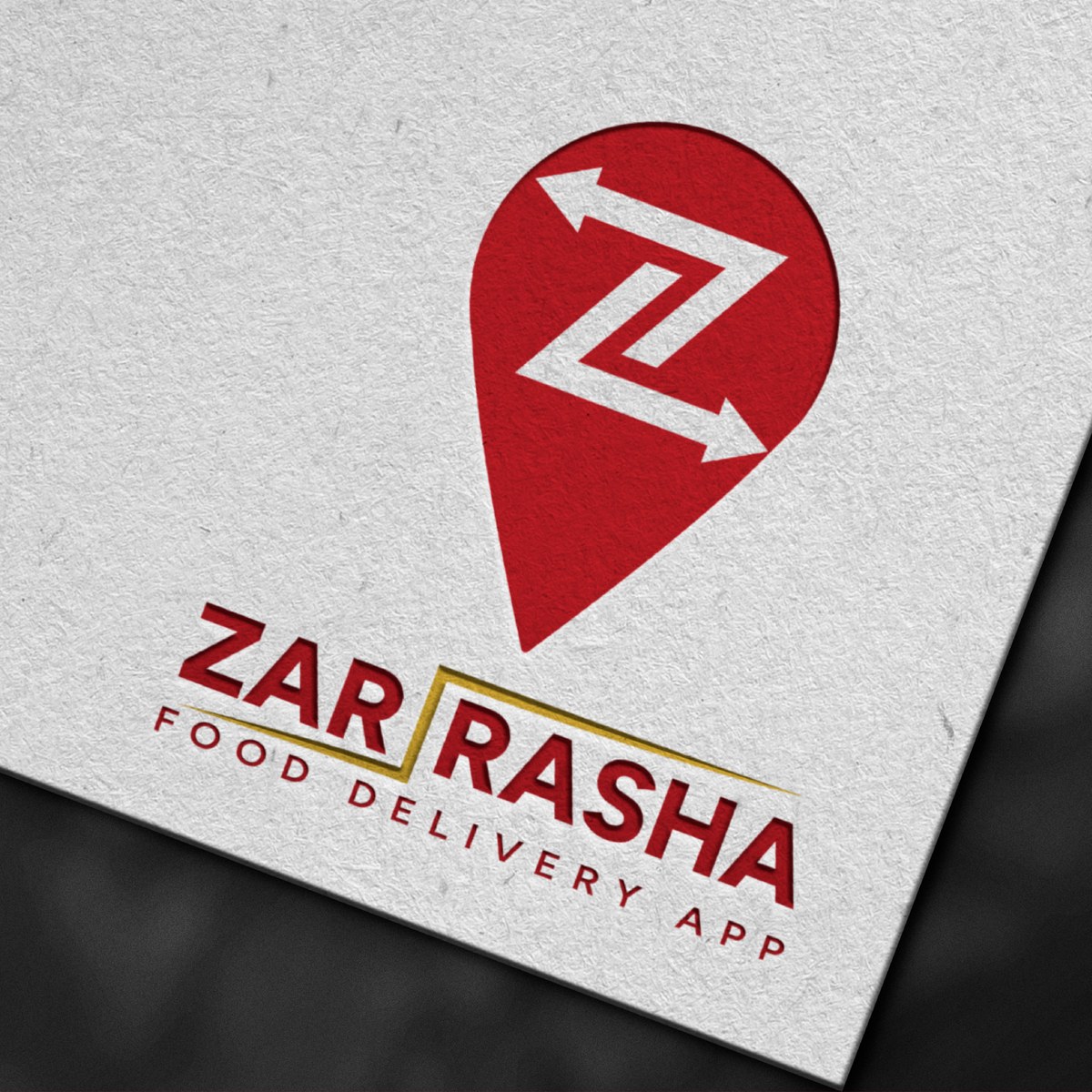 Zar Rasha logo on a print mockup